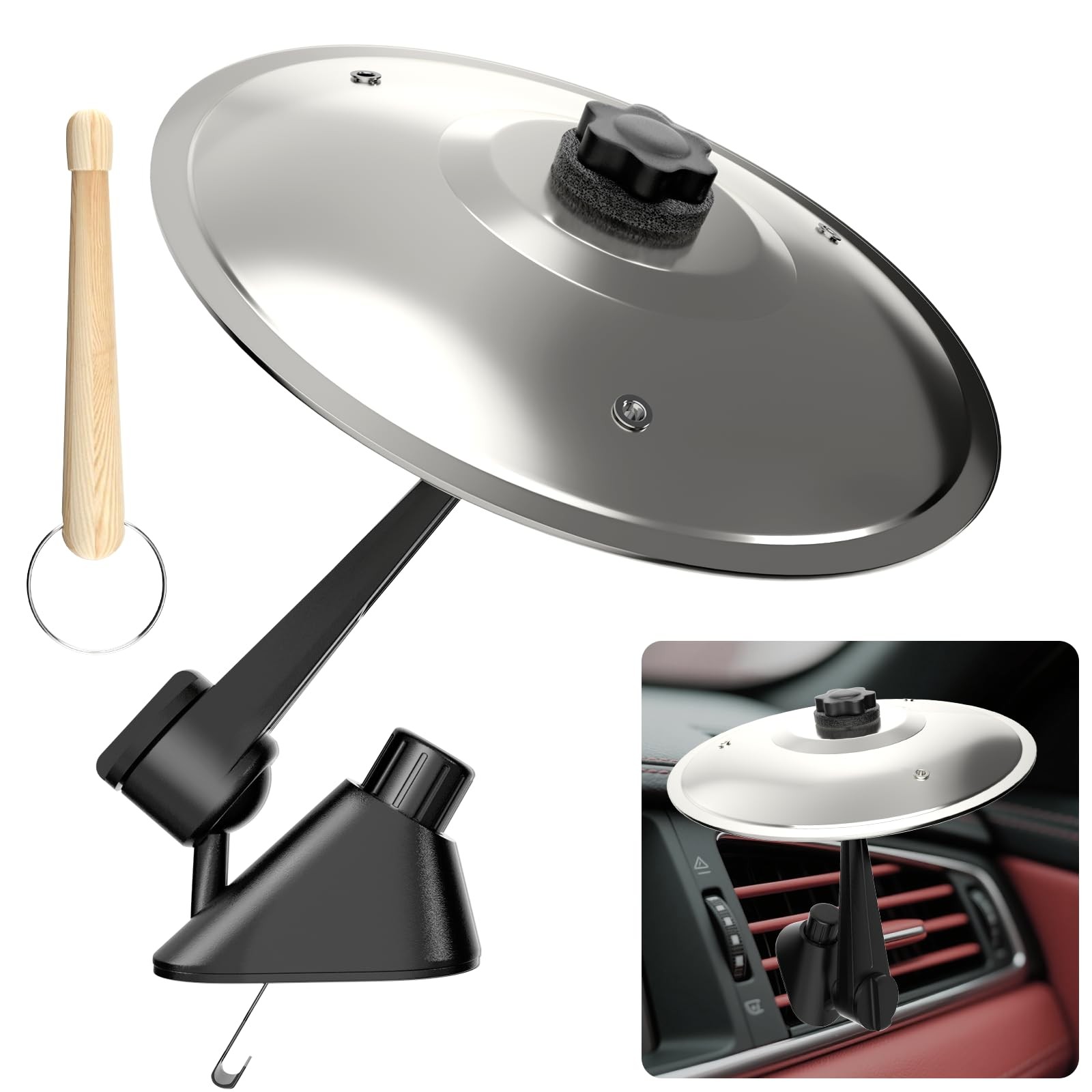 Car Cymbal Air Vent, Mini Crash Cymbals, Add Fun to Your 5.5 Inch, Silver