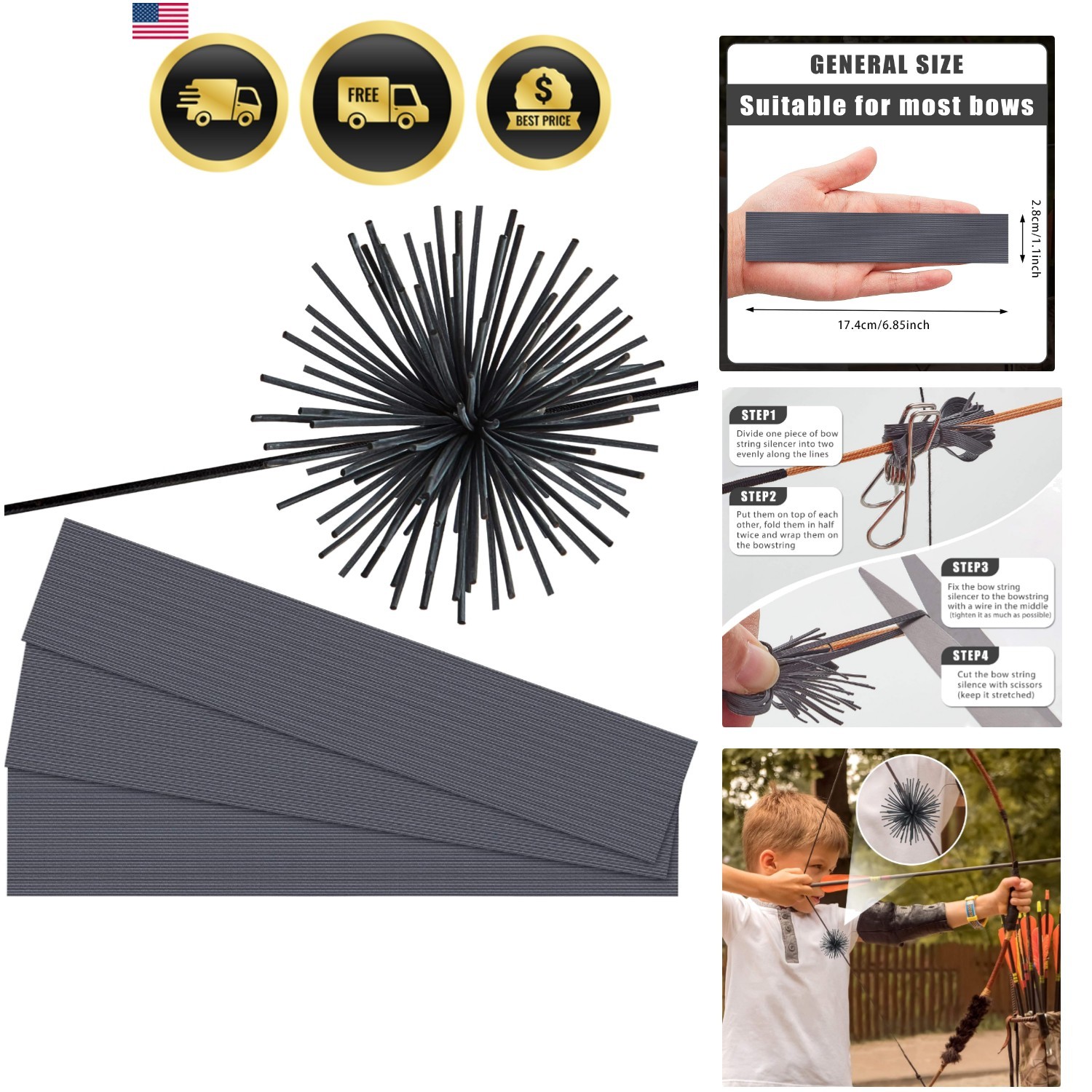 Bow String Silencers Noise Cancelling Dampeners for Recurve Compound Bow 4 pcs