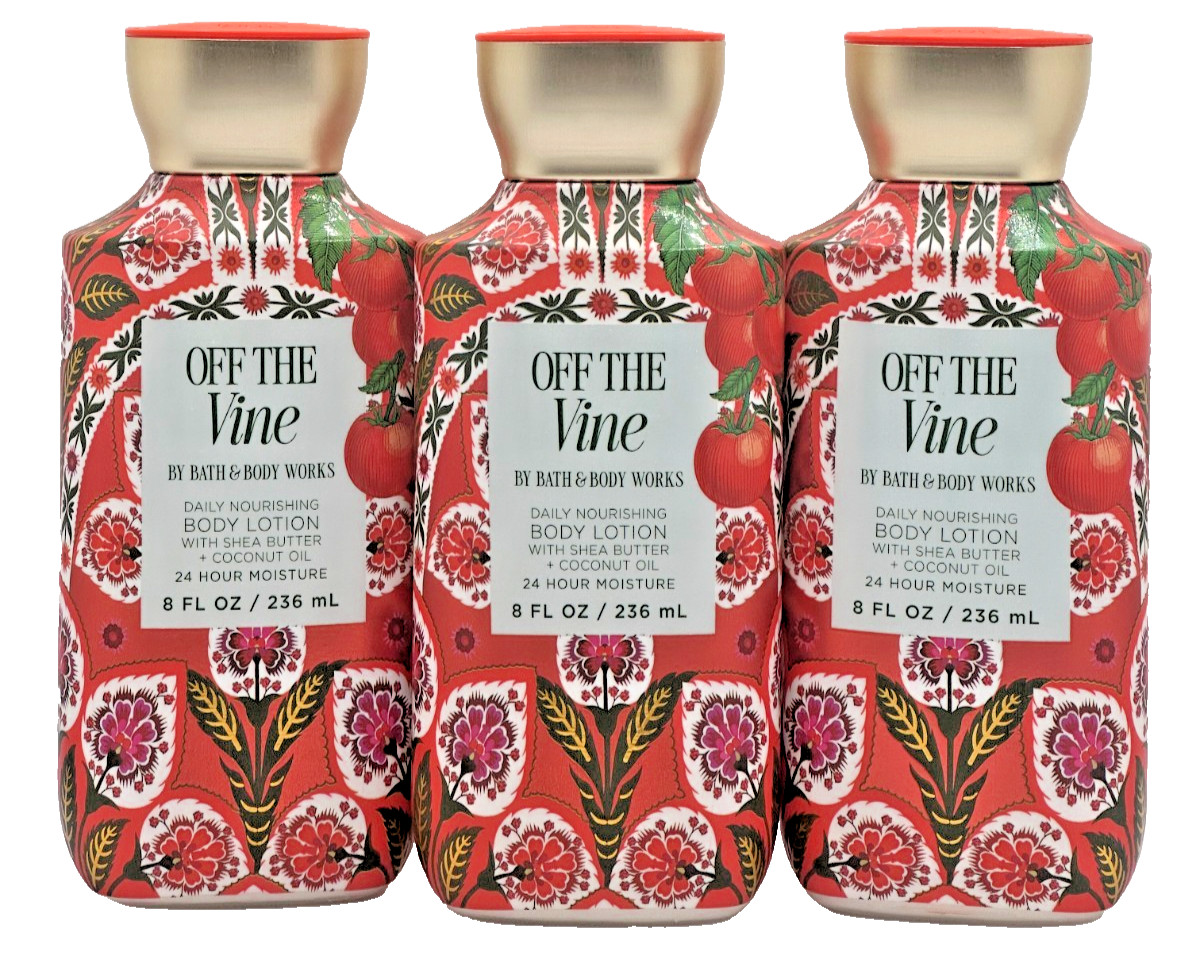 NEW Bath & Body Works Lot of 3 Bottles Off The Vine Daily Body Lotion Cream 8 oz