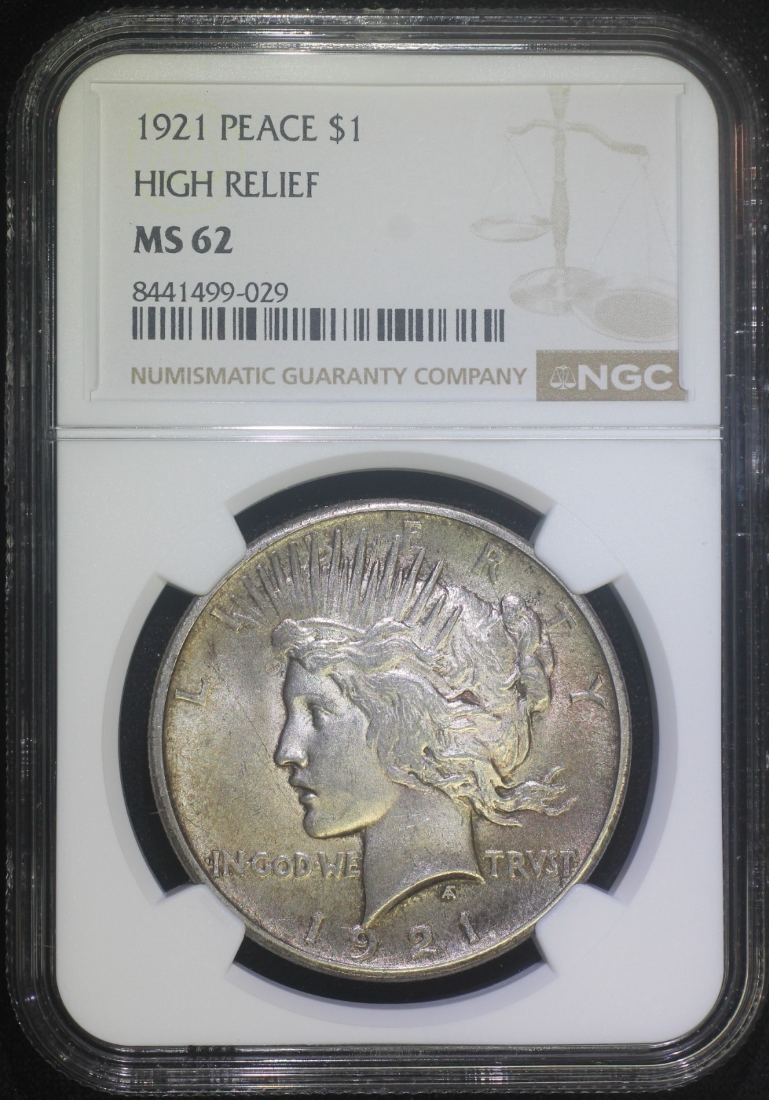 1921 P Peace Silver Dollar NGC MS62 High Relief Key Date Low Mintage Coin #N29