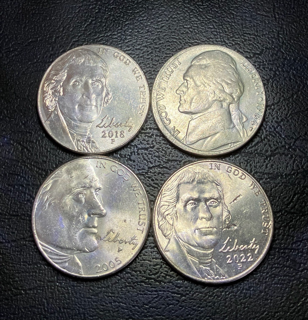 4 Jeff Nickel Errors Rear wounded Bison,Struck Through,Die Clash,Misaligned Die