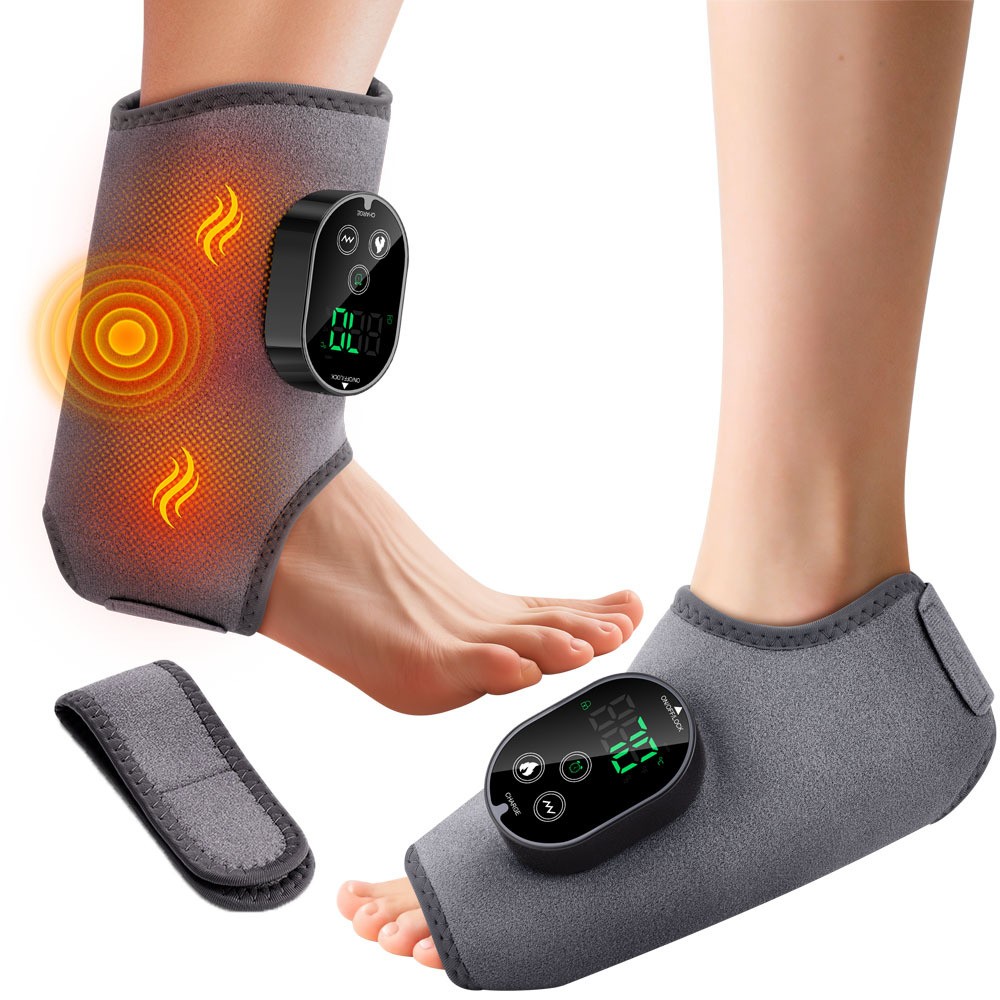 Cordless Foot Ankle Massager Pain Relief with 6 Heat Levels, 3 Vibration Modes