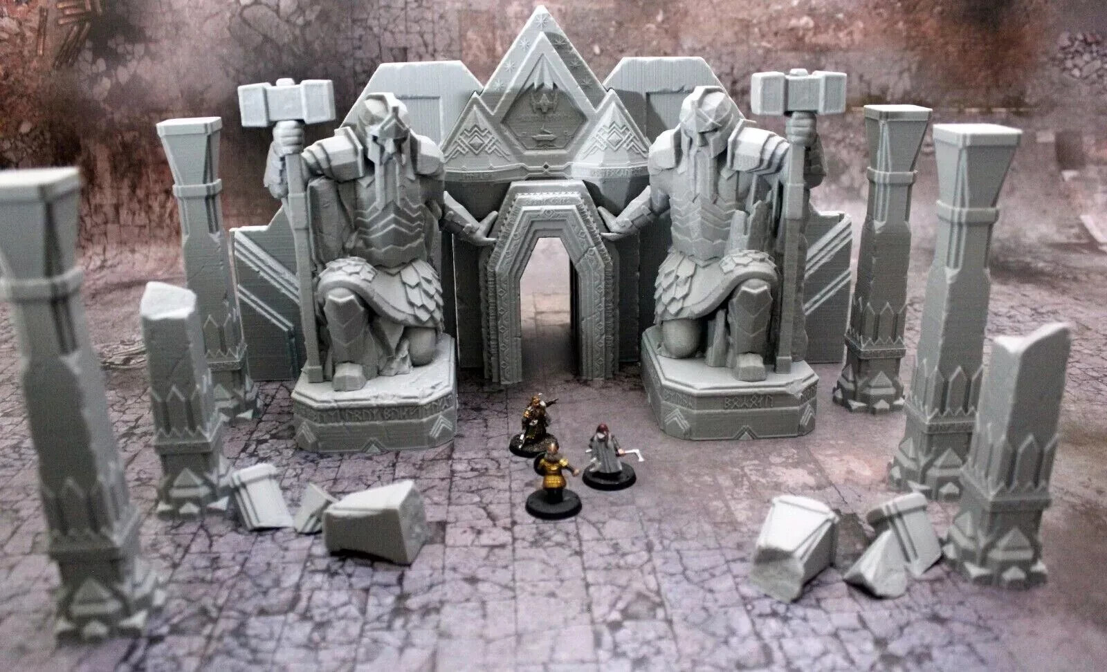 Dwarven Mines Monumental Gateway & Columns 28mm Terrain D&D Warhammer Moria LotR