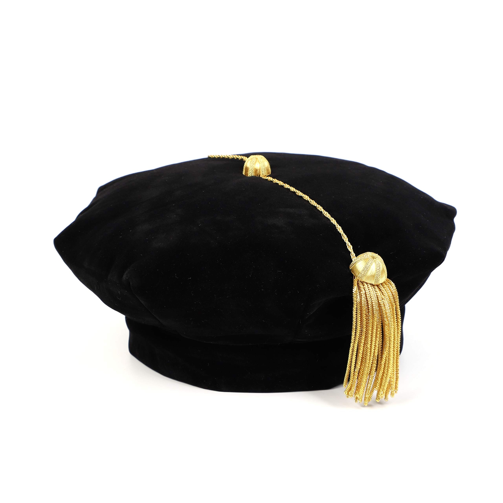 Graduation Doctoral Tam Blue Velvet 8 Sided with Gold Bullion Tassel (Black 8...