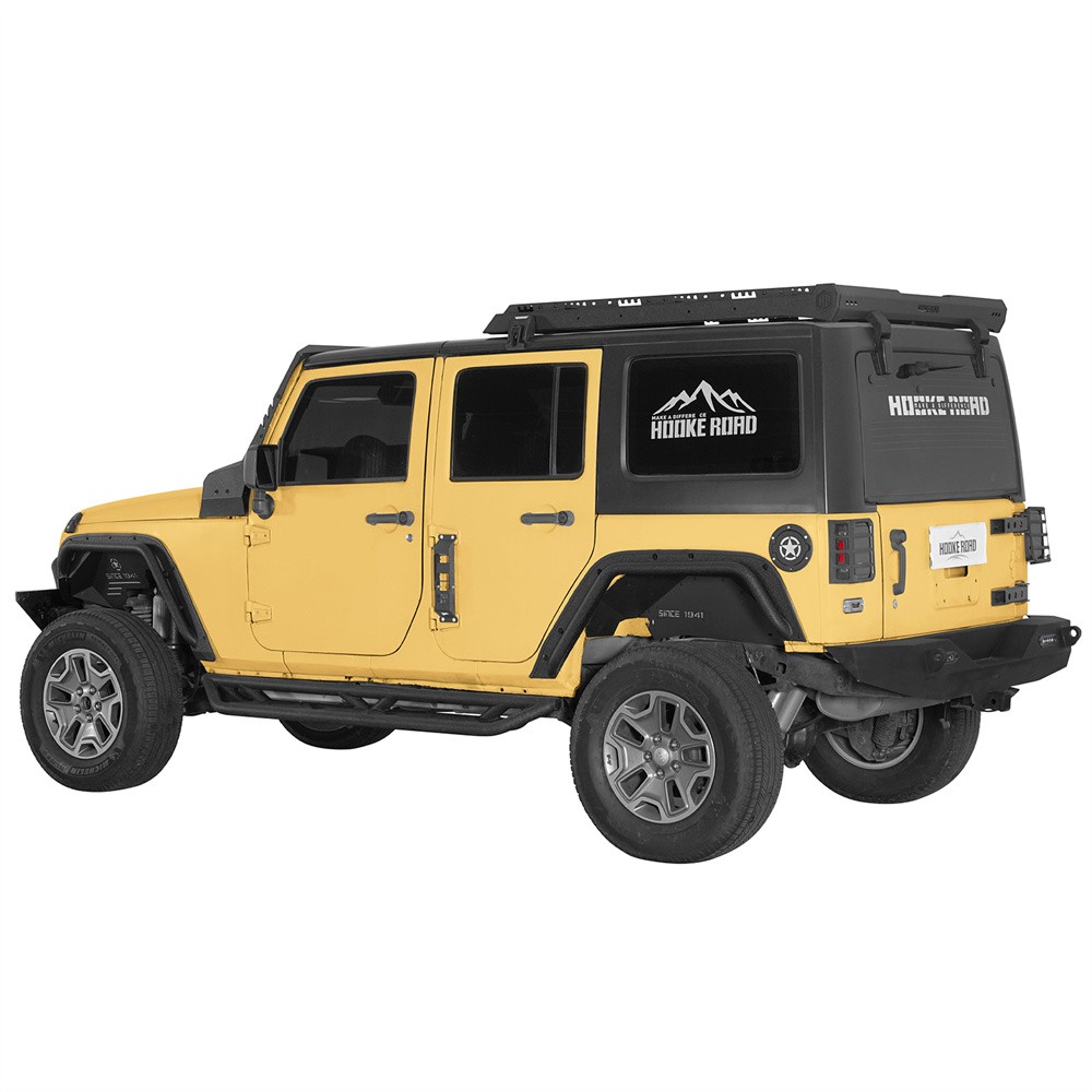 Hooke Road Front & Rear Compact Tube Fender Flares Fit 07-18 Jeep Wrangler JK