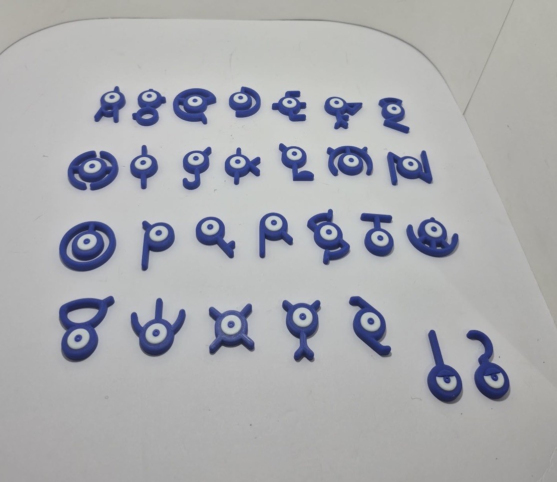 Unown “Shiny” Alphabet Pokemon Complete Set Fridge Magnets