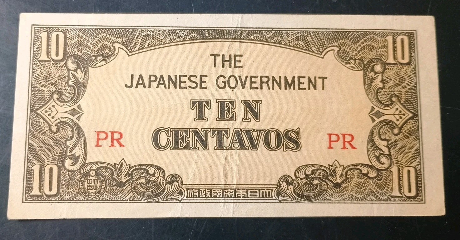 WWII Era Japanese Government Occupation 10 Centavos Philippines