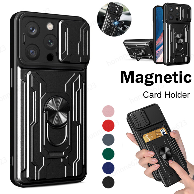 Case With Card Slot For iPhone 17 16 15 Pro Max 14 12 13 Magnetic Holder Cover