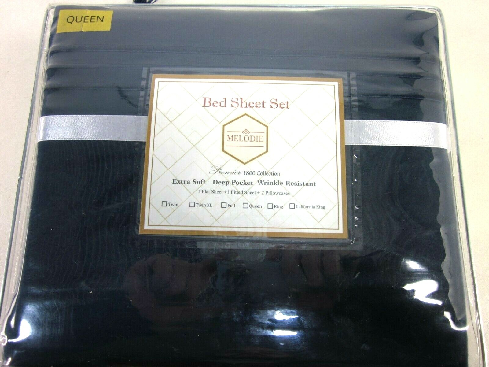 MELODIE DIRECT QUEEN SIZE NAVY SHEETS 4PC SET 100% BRUSHED MICROFIBER 1800 NEW