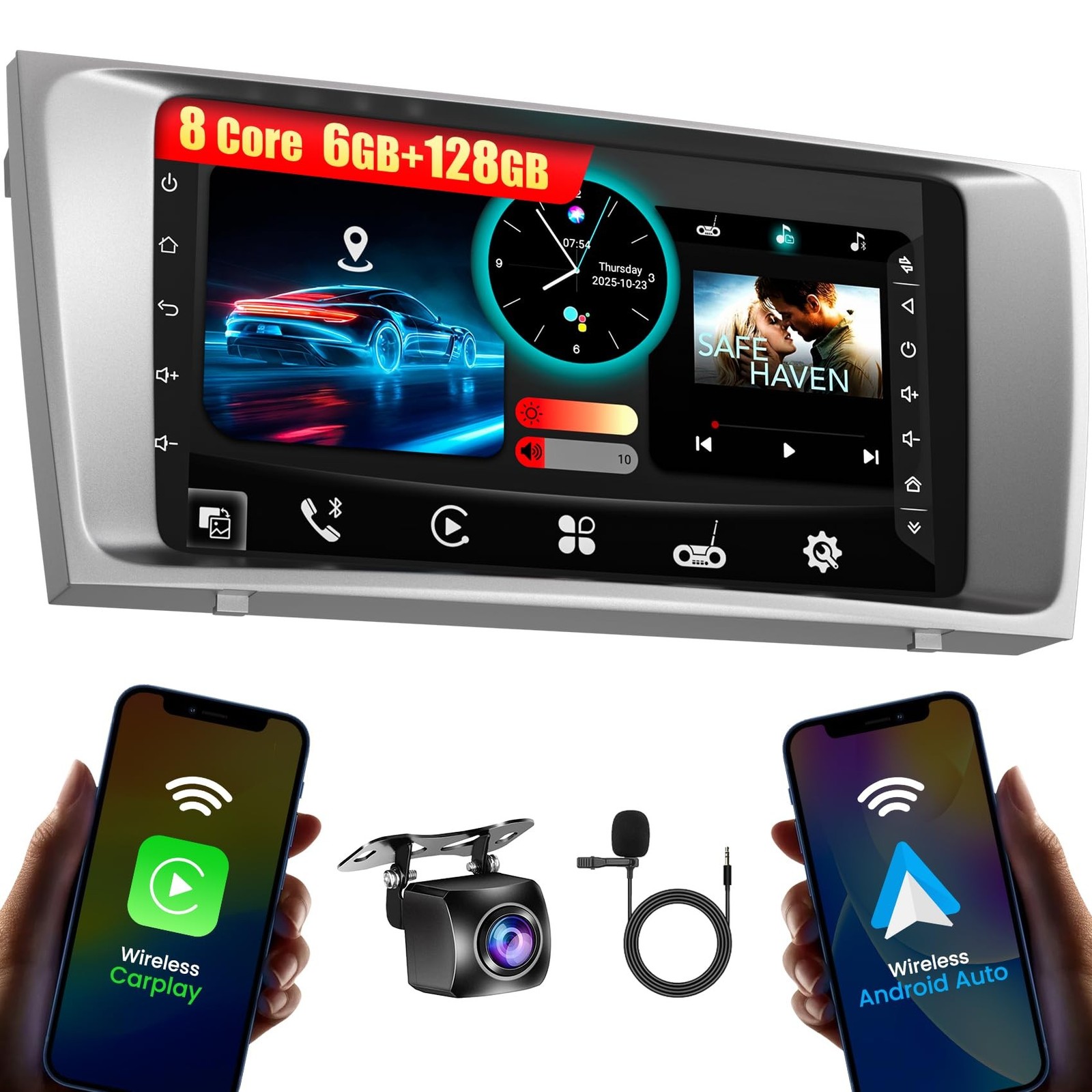 8 Core 6GB+128GB Car Radio for Toyota Camry 2006-2011,9 Inch QLED Touch Scree...