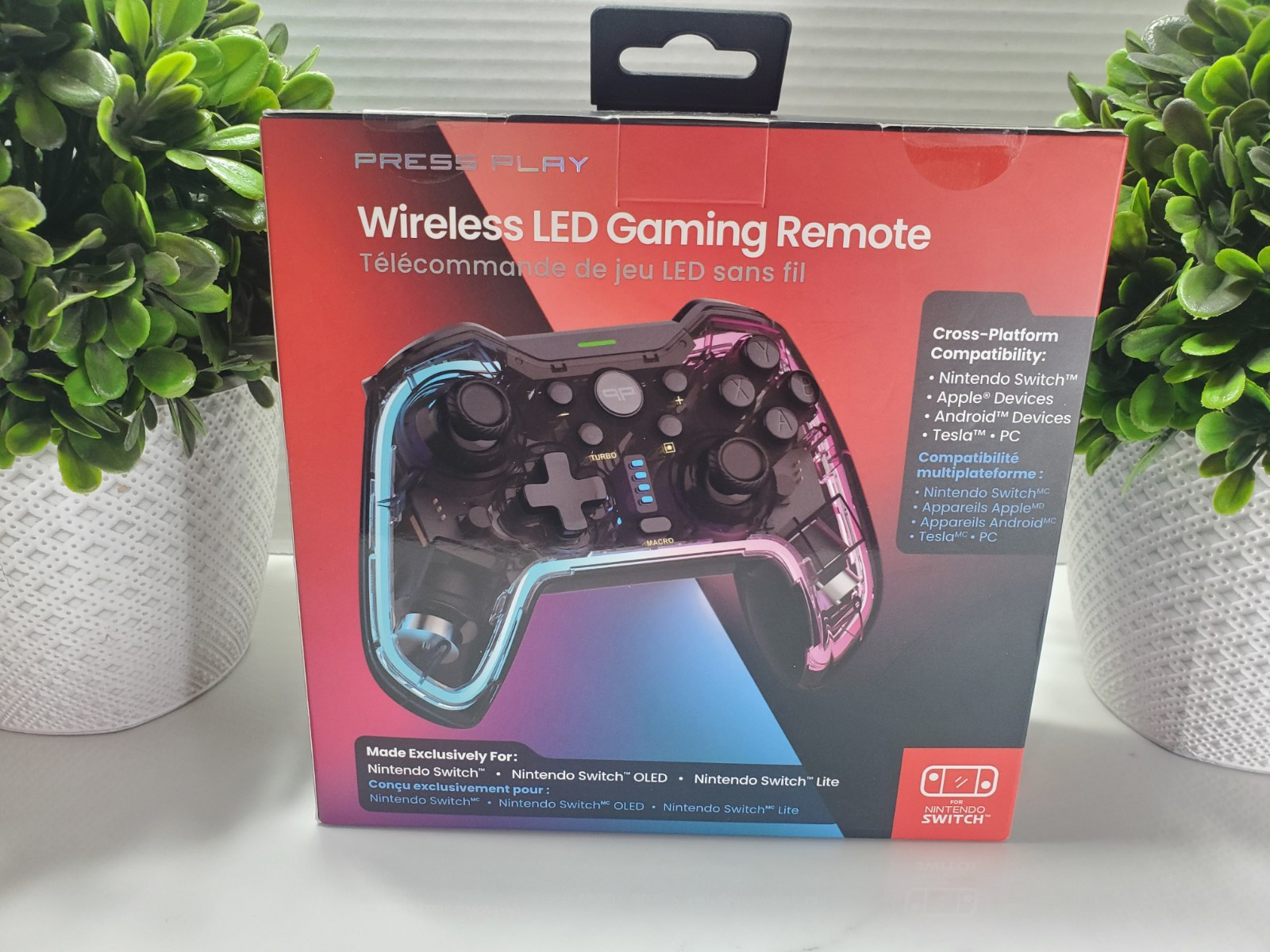 Nintendo Switch Wireless LED Gaming Remote 🎮 Black Clear With Lights ~ New