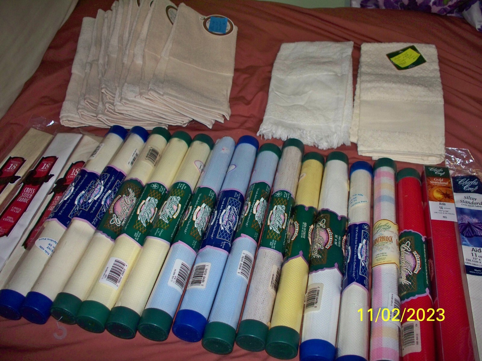 AIDA CLOTH ( 14  & 18ct.), BREAD COVER,NAPKINS & HAND TOWELS TO C/S ON- U-PICK 1