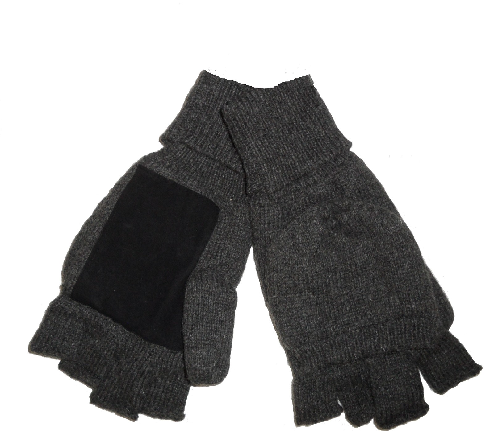 Mens Thermal Insulation Knit Fingerless Mitten Winter Gloves W/ Thumb Flap