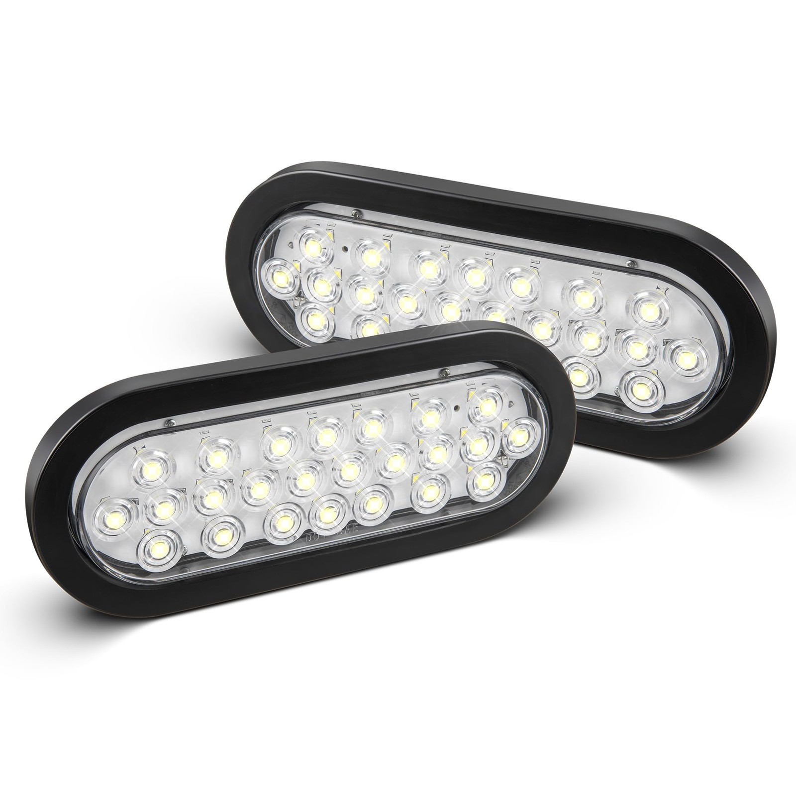 6 Inch Oval White LED Trailer Tail Lights with 6" 24LEDs Light