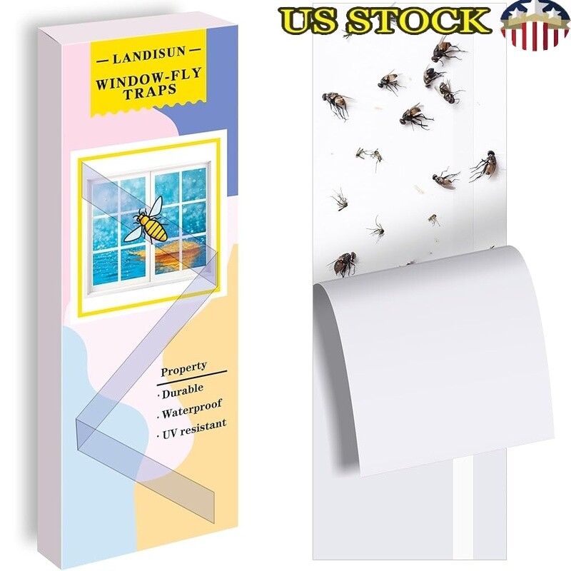 Indoor Fly Trap Sticky Strips 30 Pack Glue Paper Bug Catcher Non Electric New