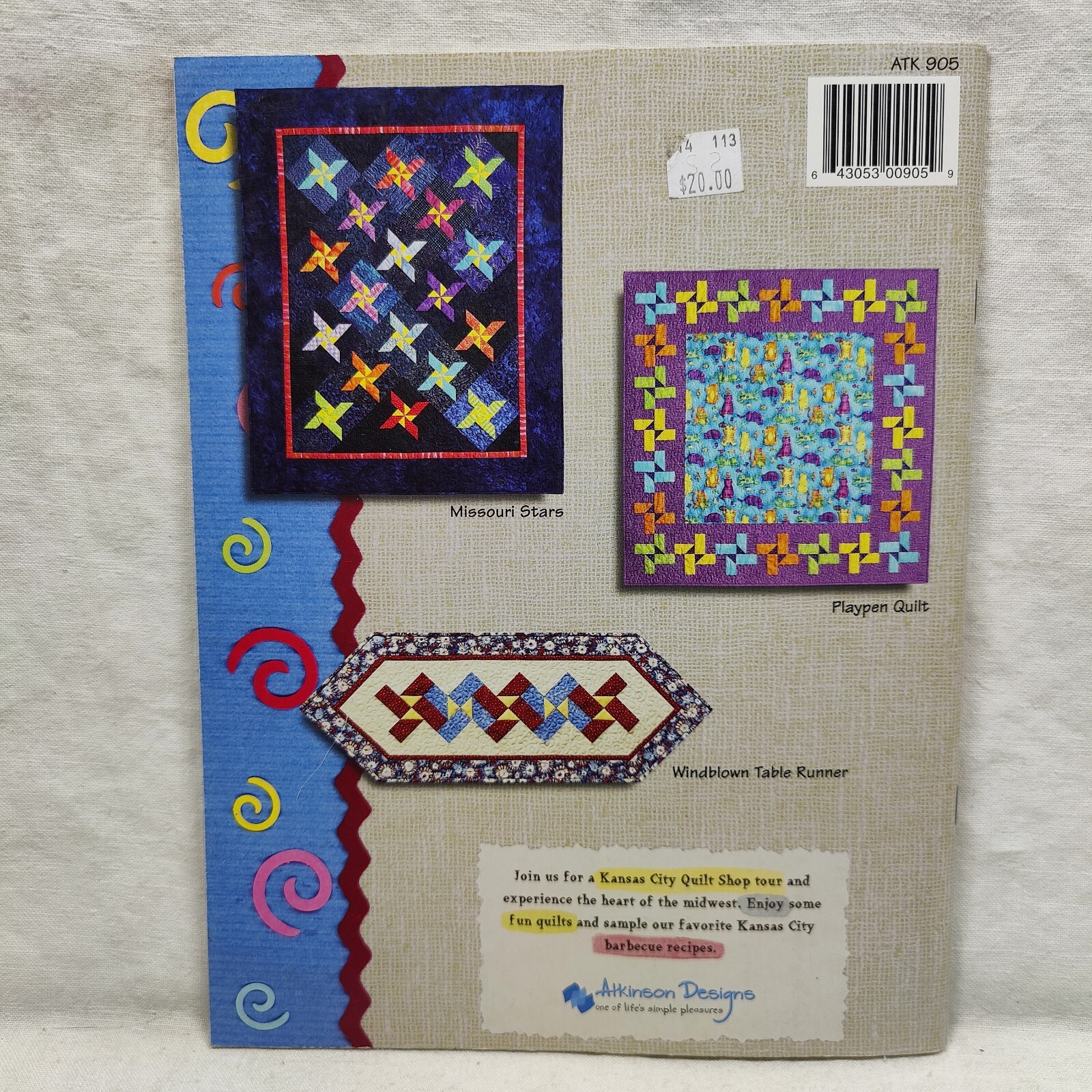 Kansan City Scrapbook Quilt Pattern Book Atkinson Designs 2002 Vintage