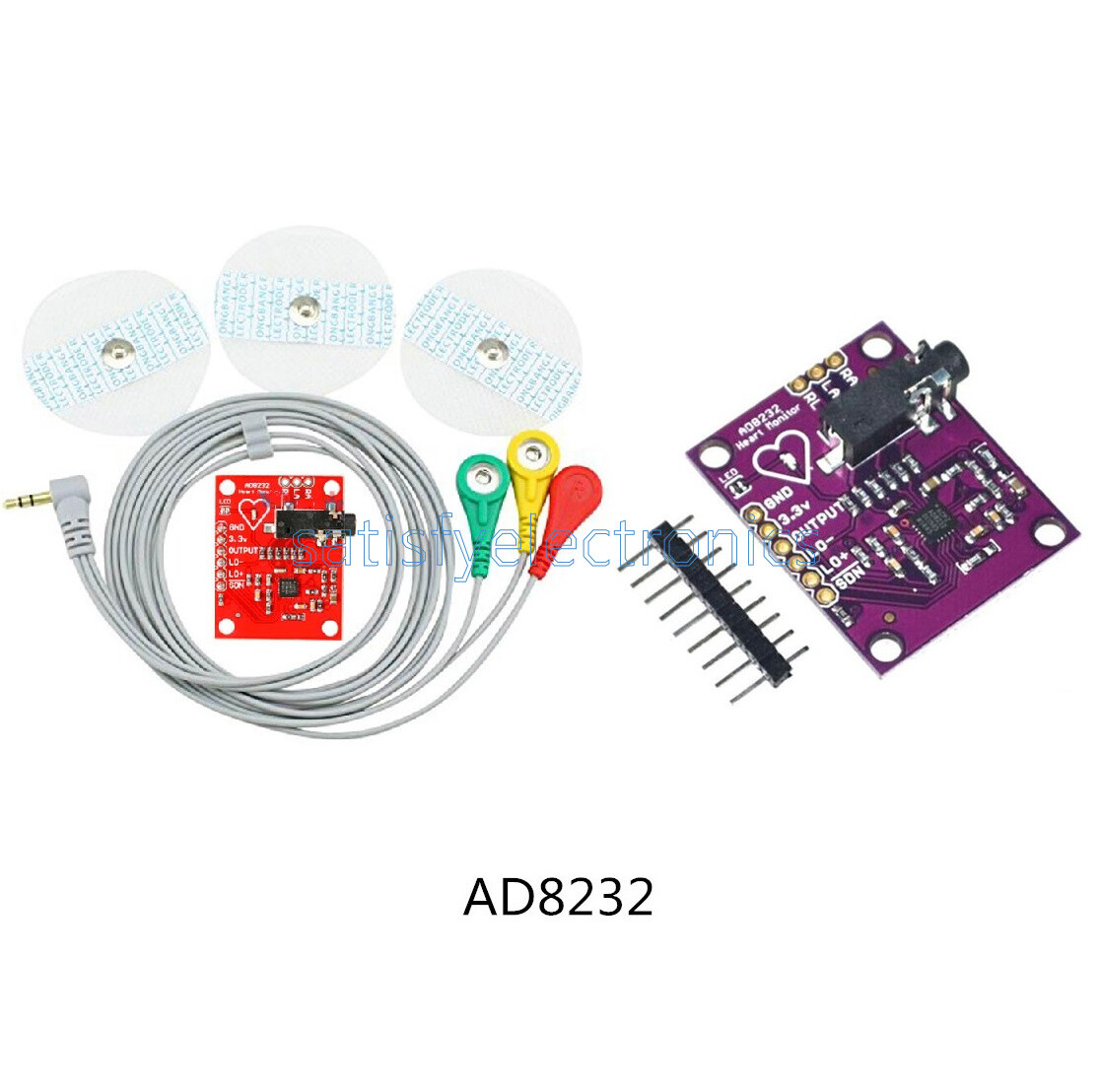 Single Lead AD8232 Double Poles Pulse Heart Rate Monitor ECG Sensor For Arduino