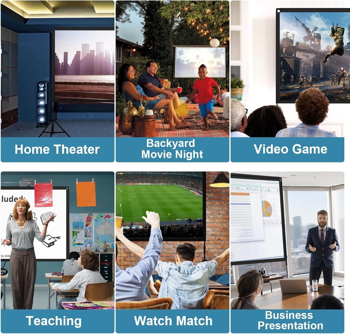 Foldable Projection Screen with Stable Tripod and 160-Degree Viewing Angle