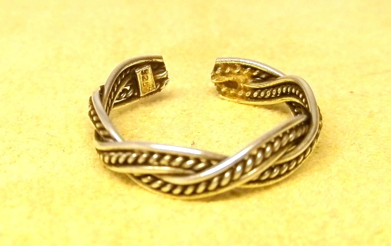 Handmade 925 Solid Sterling Silver Twisted Patterned Toe Ring - 4 mm Wide