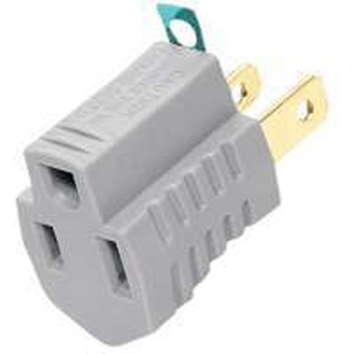 NEW LOT OF (10) COOPER 419GY GRAY OUTLET 2 WIRE GROUNDING ADAPTER 2 TO 3 PRONG