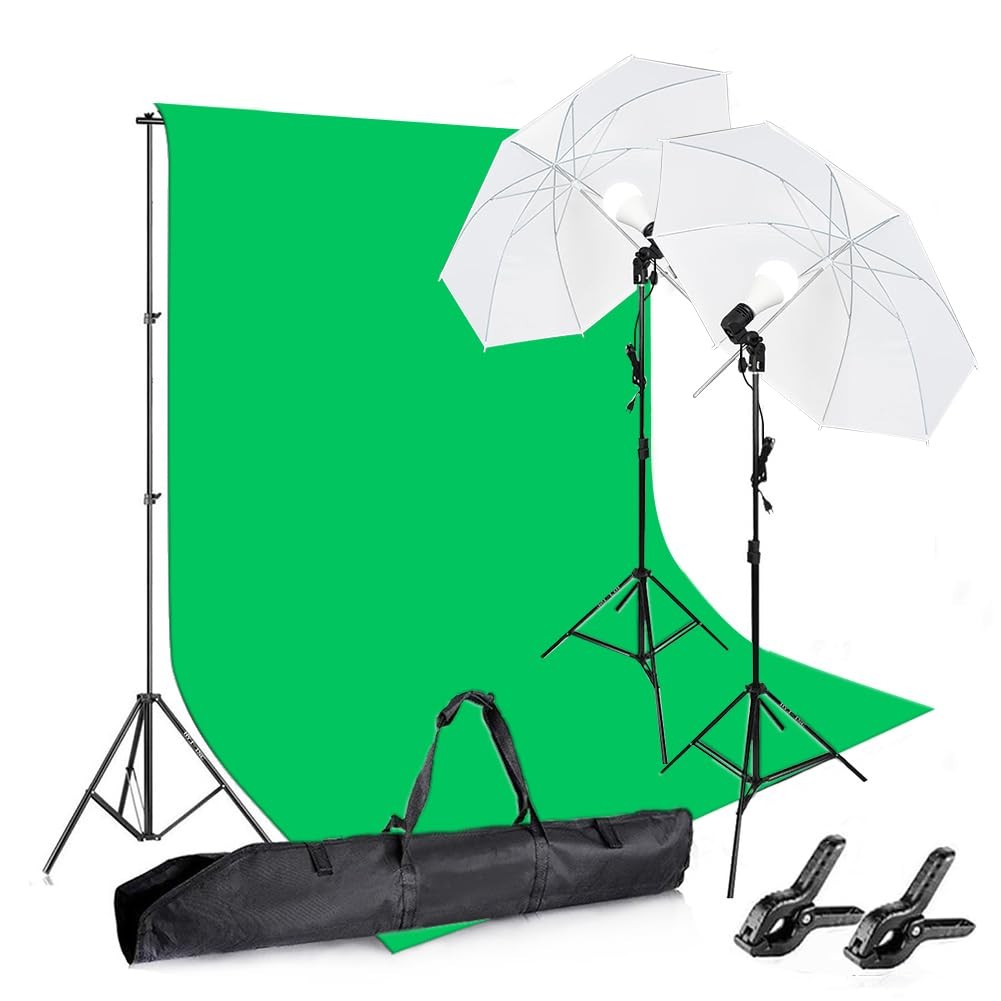 Photography Background Stand Support System with Muslin Backdrop Green