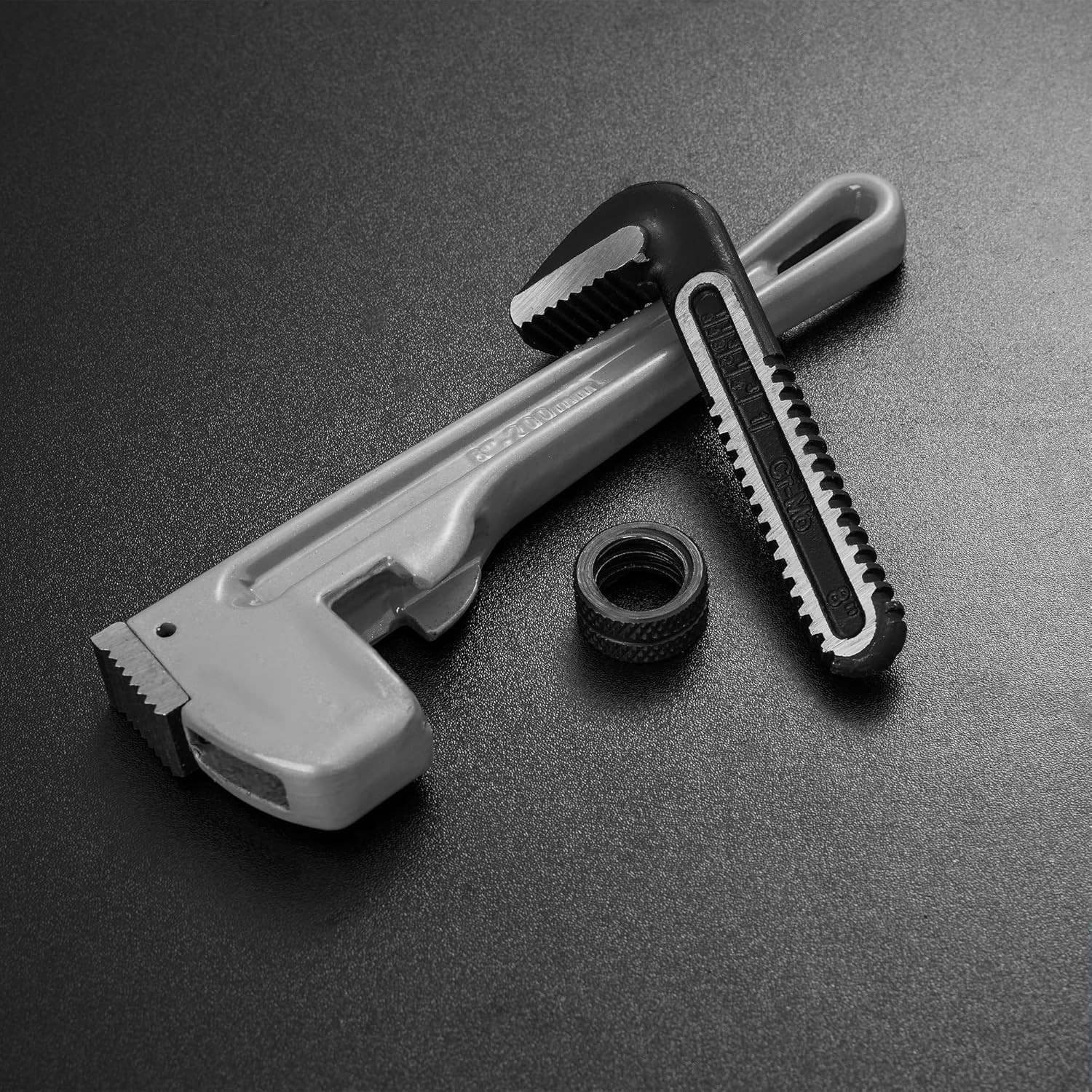 8-Inch Heavy Duty Aluminum Straight Pipe Wrench, Adjustable Plumbing Wrench, Dro