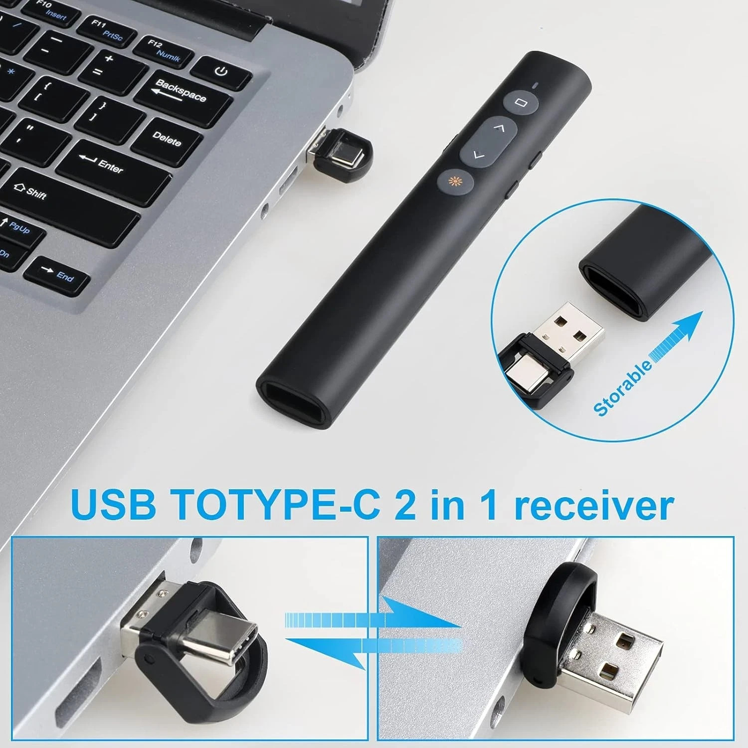 Presentation Clicker Presentation Remotes, Type C/USB a 2 in 1 Pointer, Remote P