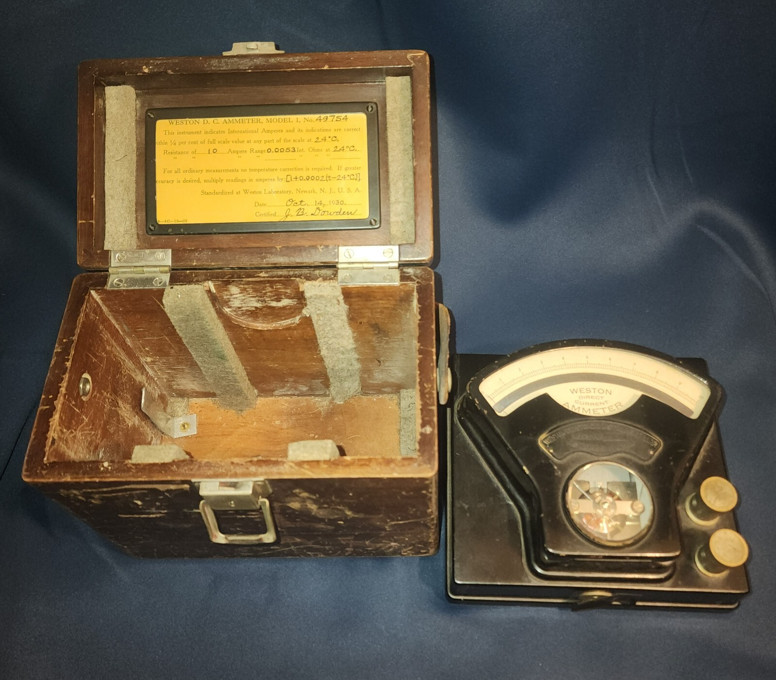 Weston - D.C. Millivoltmeter Model 1, No. 49754 Wood Box 1930 Vintage Used