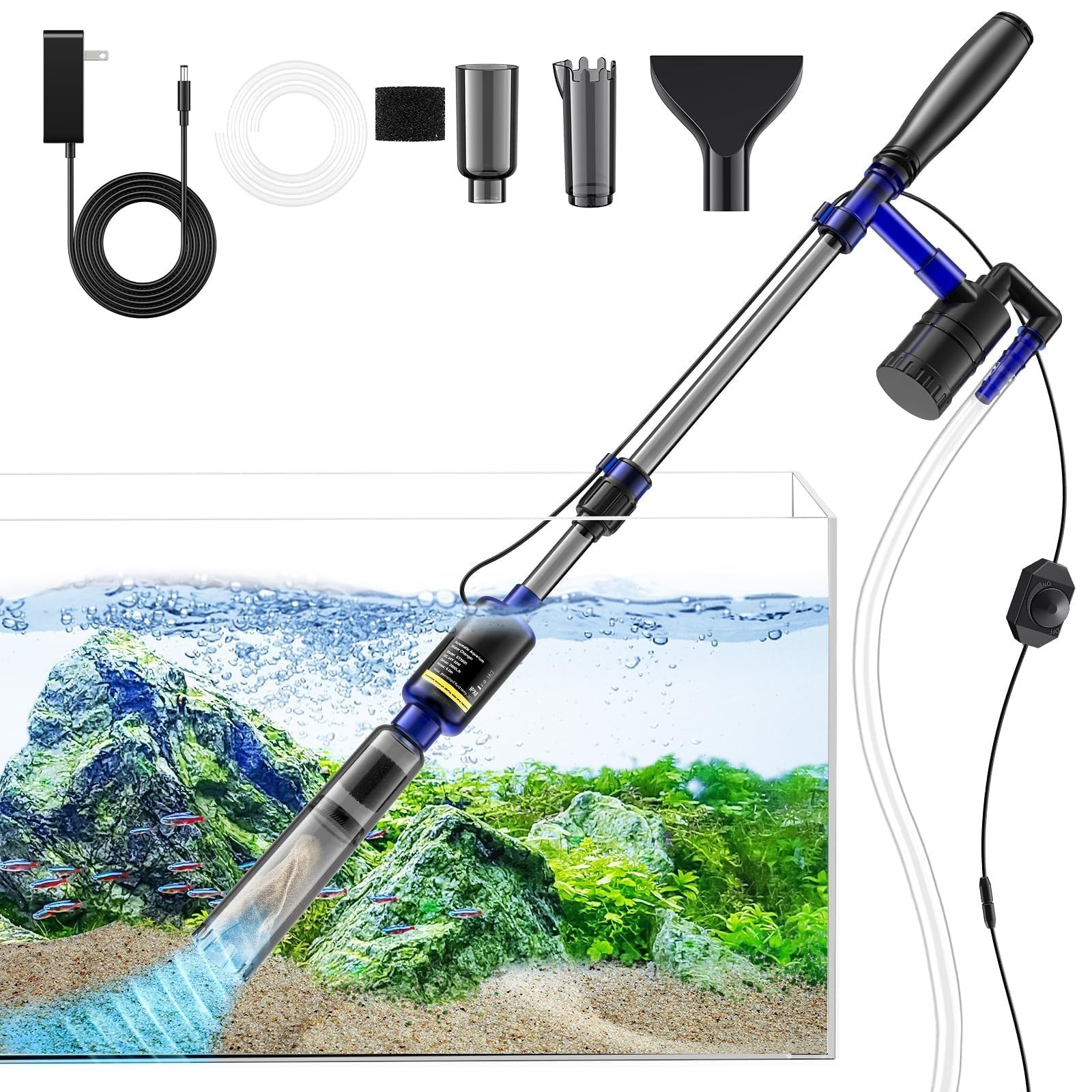 Electric Aquarium Gravel Fish Tank Cleaner Auto Water Changer Filter Vac- 530GPH