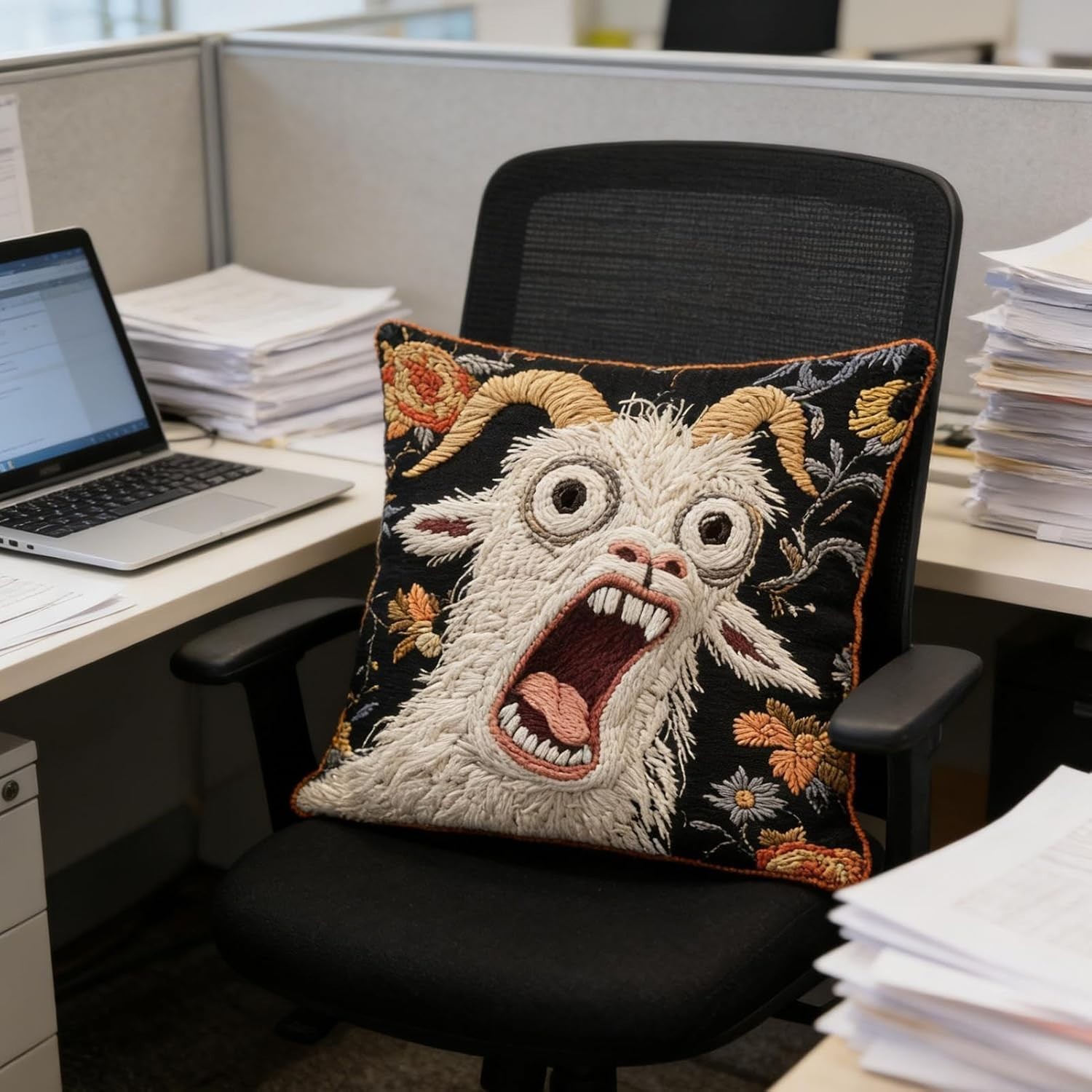 Surreal Art Screaming Goat Linen Pillow Covers Cushion Case Housewarming Gift