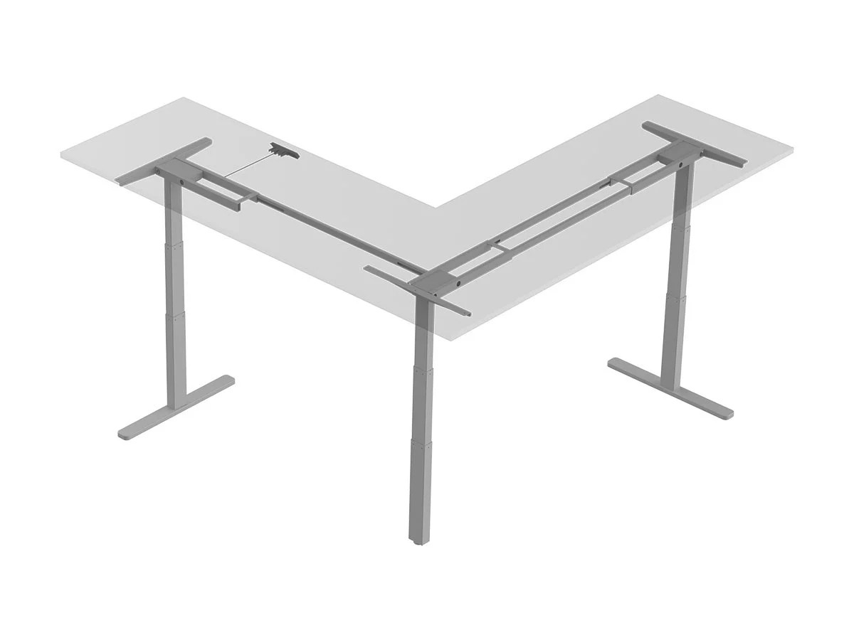Monoprice Triple Motor Height Adjustable Sit-Stand Corner Desk Frame - Gray