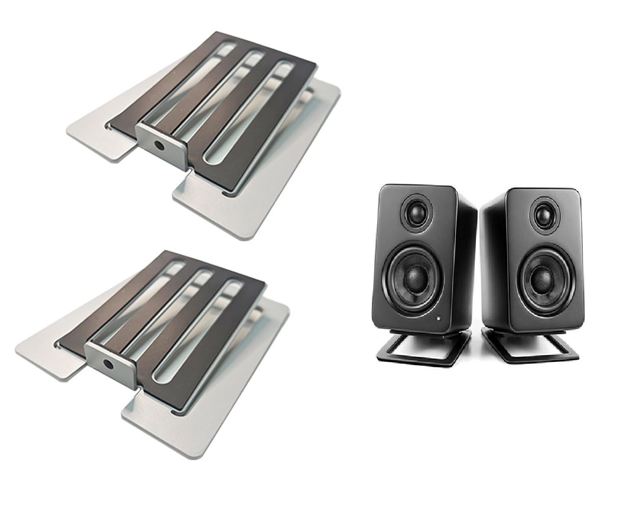 U-Z2 【2PACK】 Desktop Speaker Stands Pair for Small Speakers, Tilted Steel Tab...
