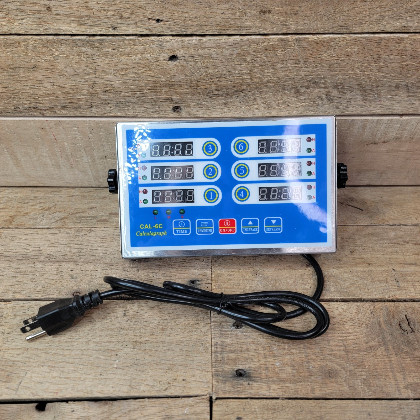6 Channel Commercial Kitchen Timer Digital LED Loud Alarm Stainless Steel