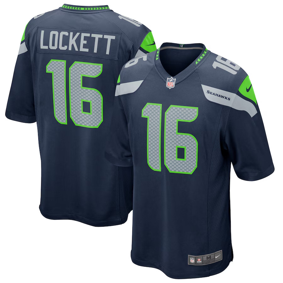 NWT #16 Men's Tyler Lockett College Navy Game Jersey - Fully Stitched