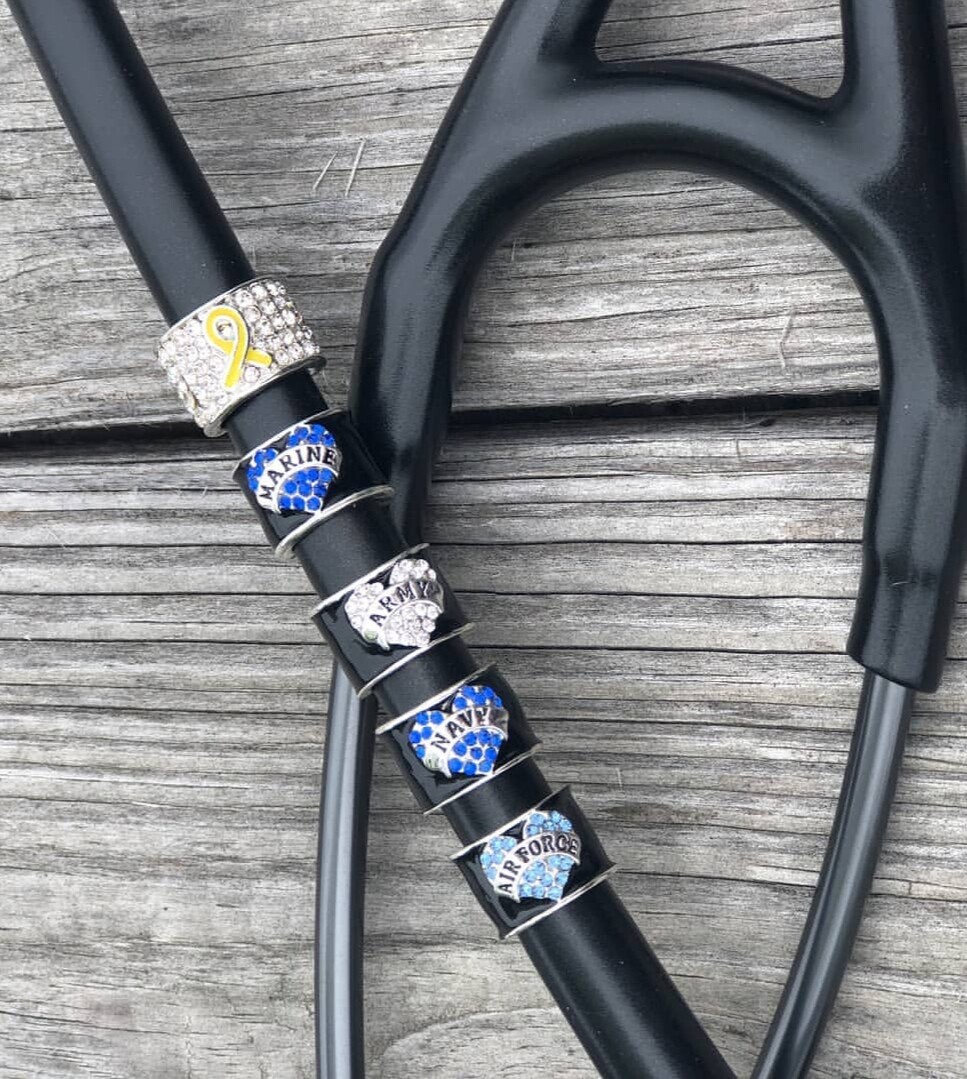 CharMED Stackable Stethoscope Bling Charms | Monogram Initials