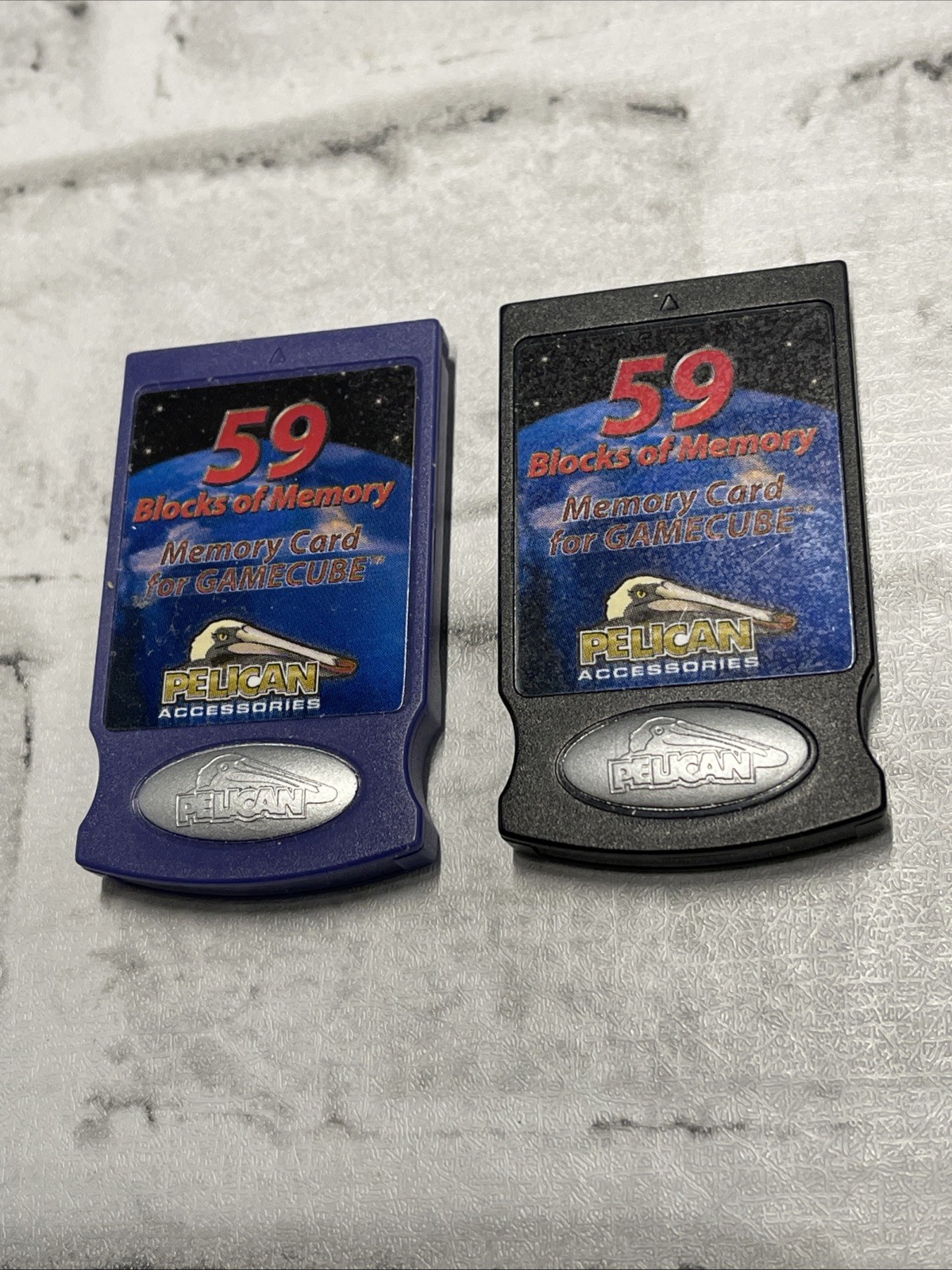 Pelican Black 59 Blocks Memory Card For Nintendo GC GameCube Lot Of 2 VGC Vtg