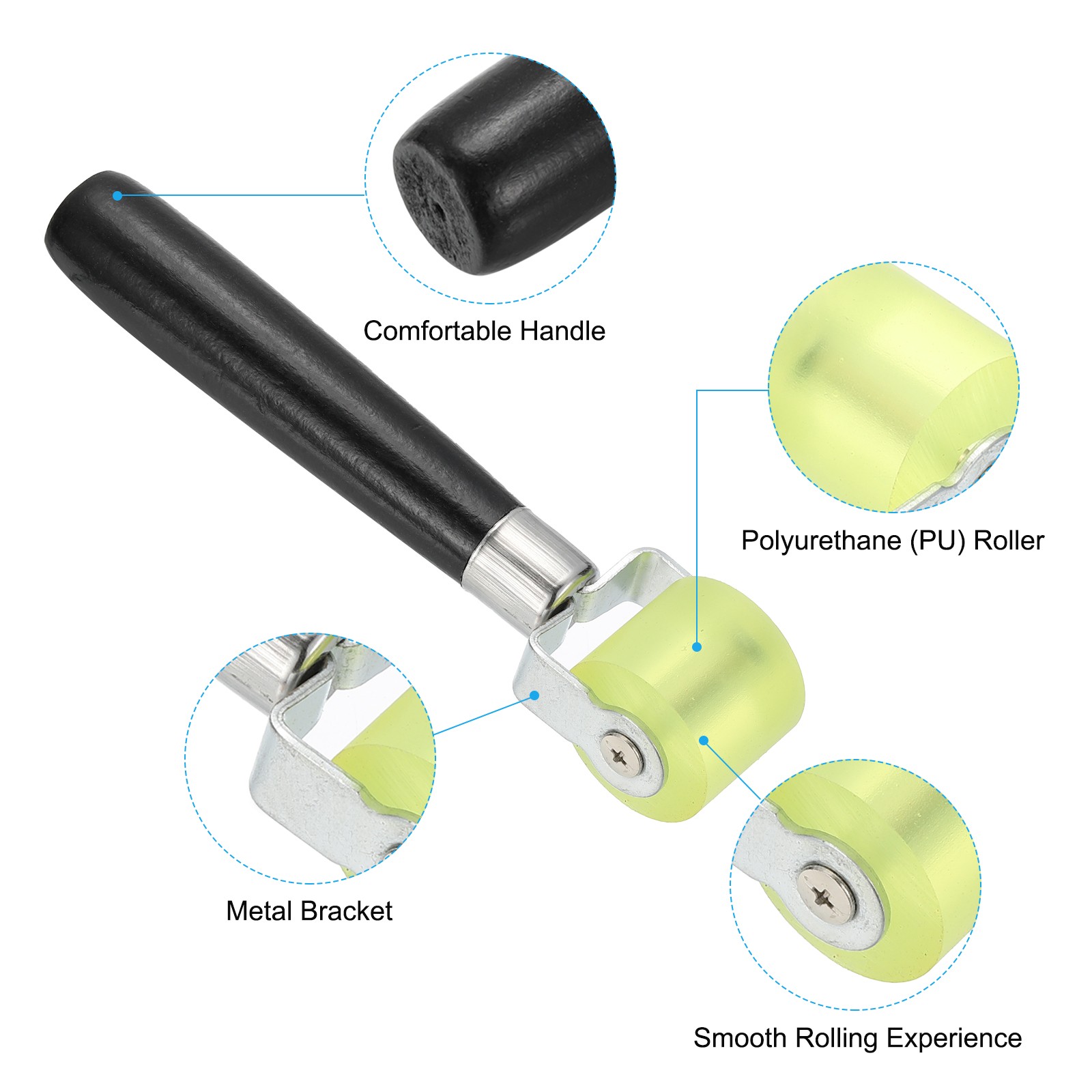 1.2" Sound Deadening Roller, 2pcs Insulation Tool Seam Roller Black