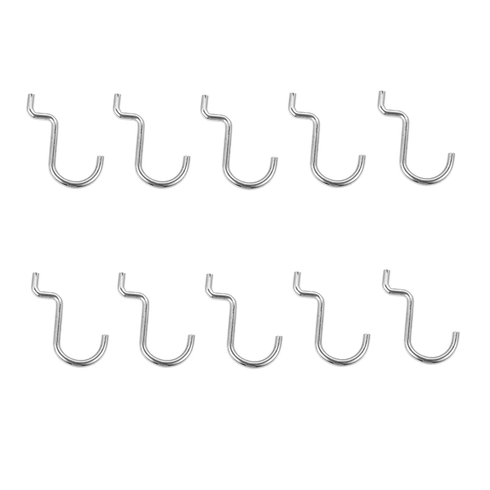 dophee 10Pcs Metal Pegboard Hook, Wall Display 35x31mm/1.38"x1.22", Silver