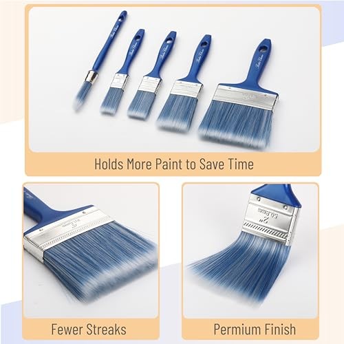 Bates- Paint Brushes for Walls, 5 Pack, Wall Paint