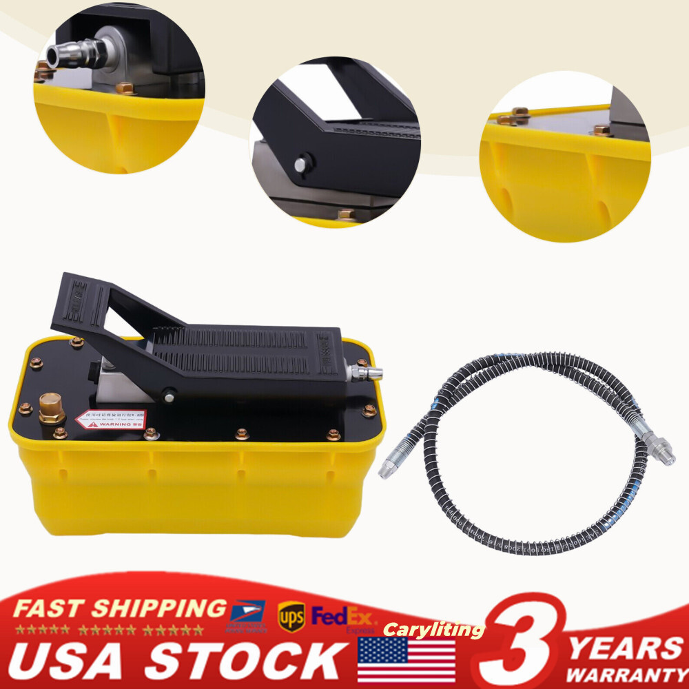 Air hydraulic jack pump Rotary Lift 10000PSI Foot Pump w/Air Hose 0.75-0.95/Lmin