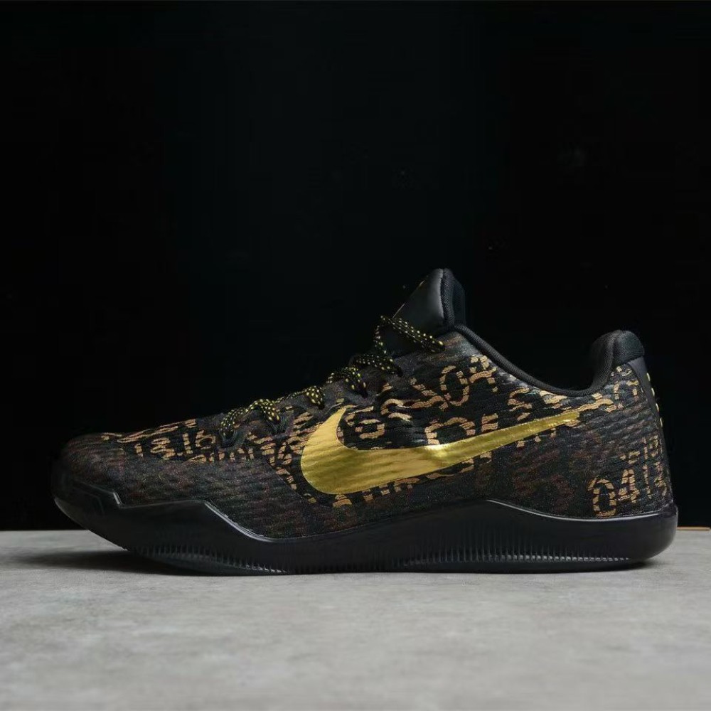 NK Kobe 11 Protro Low 'Mamba Day' Basketball Shoes Mens Black Gold IU4902-900