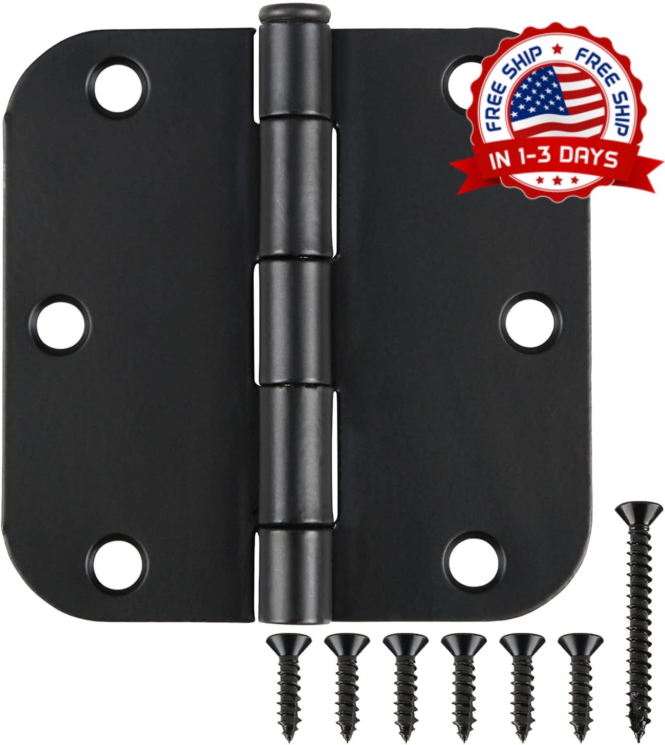 Paquete de 18 bisagras de puerta negras mate de 3,5 x 3,5 pulgadas para interior