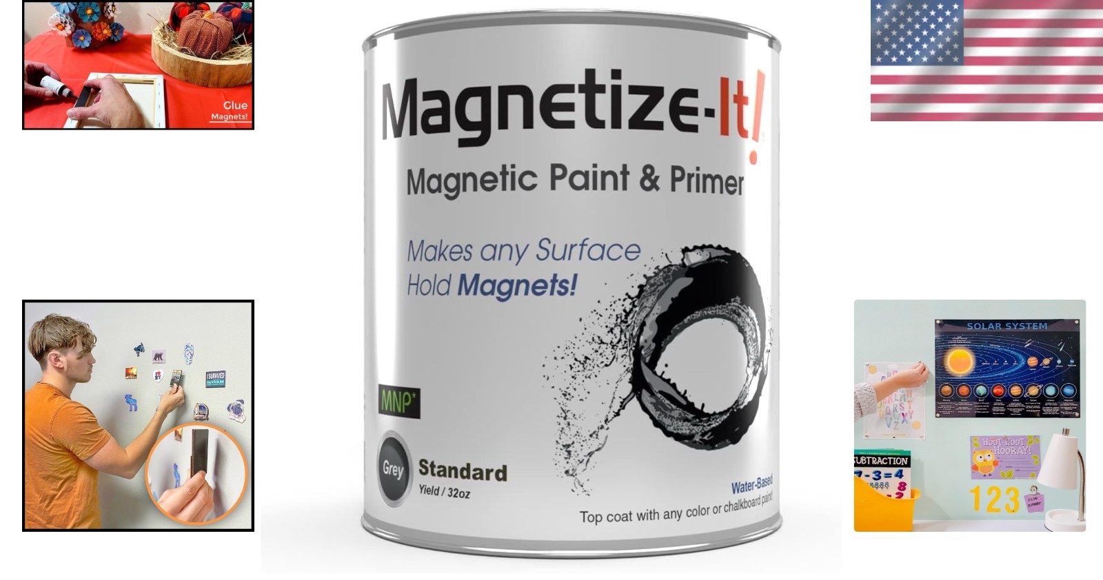 32oz Magnetic Paint & Primer - Create Interactive Walls with Water Resistance