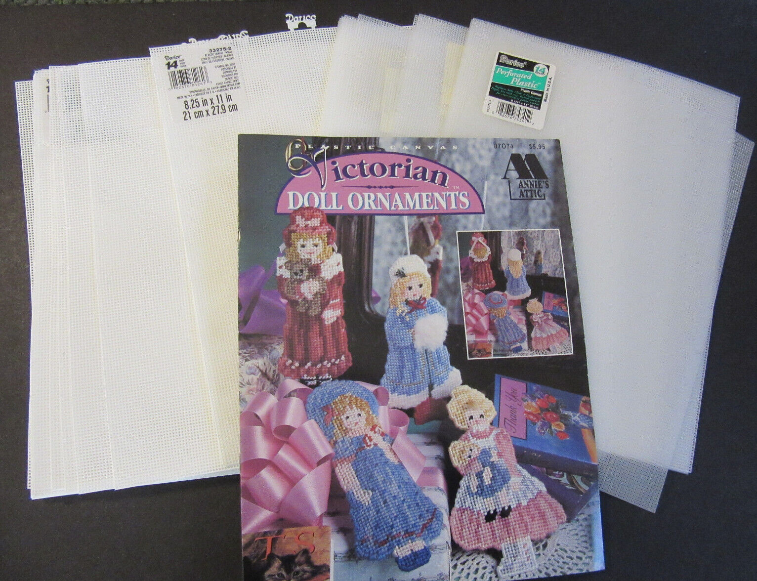 Annie's Attic Victorian Doll Ornament Pattern 32 Darice 14ct Plastic Canvas lot