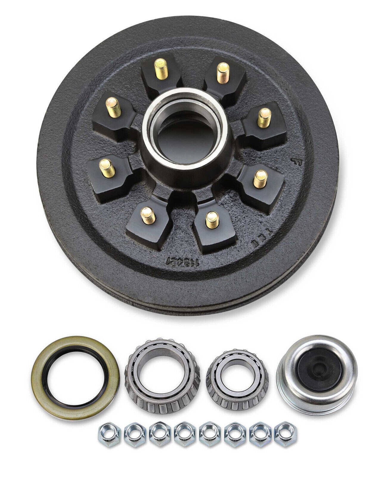 One 12"X2" Trailer Brake Hub Drum Kit 8 on 6.5" BC for 7000 lbs axle - 22004K