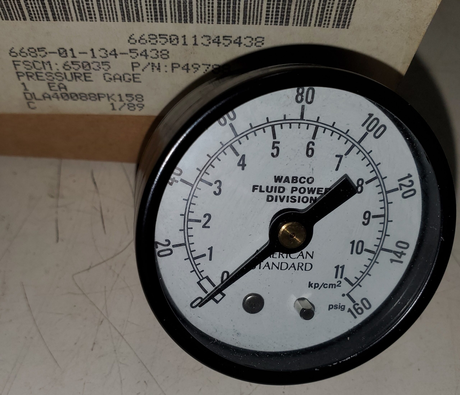 6685-01-134-5438 0-160 PSI Pressure Gage Wabco P49788 1/8" NPT Rear Mount 2" ...