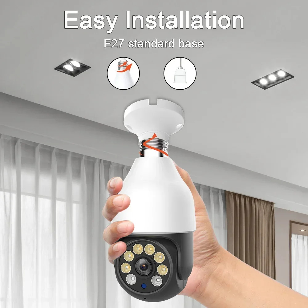 E27 5MP Camera Bulb PTZ Security Video Bulb Surveillance Camera Motion Tracking