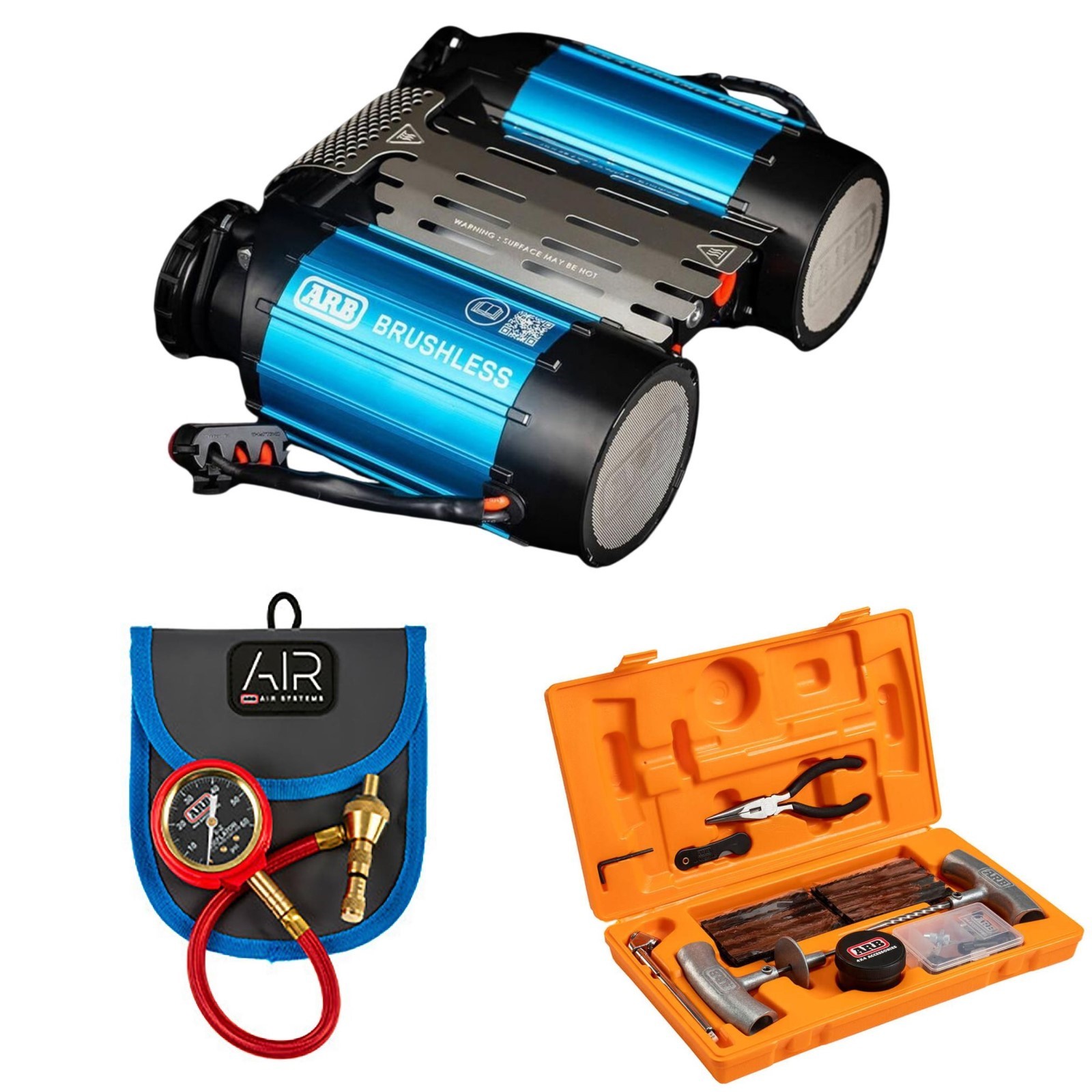 ARB Brushless Onboard Twin Air Compressor & E-Z Tire Deflator & Tire Repair Kit