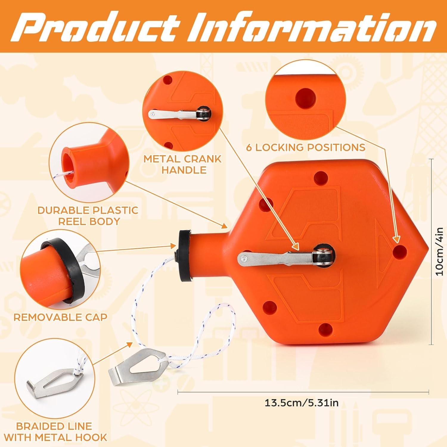 AmazingSpark 2 Pcs Chalk Line Tool 100 ft Portable Chalk Line Reel Box with P...