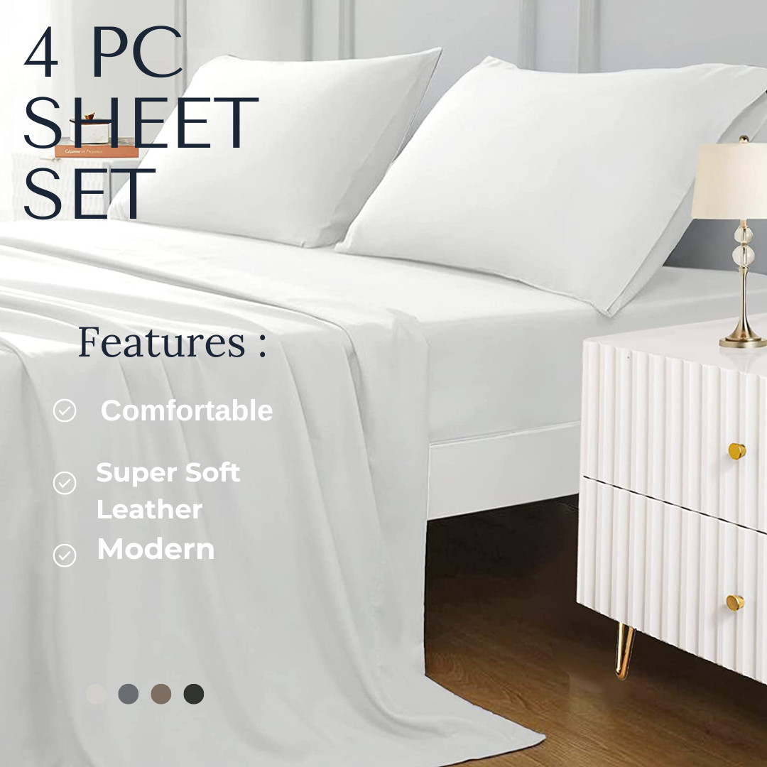 Super  6Pc/4Pc Sheet Set 1000TC 100% Egyptian Cotton White Twin XL